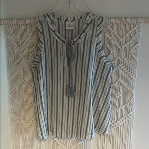 Knox Rose Navy and White Striped Blouse